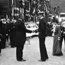 From the coronation journey: King Haakon and Queen Maud at Hundorp (Photo: Jens Carl Frederik Hilfling-Rasmussen, The Royal Court Archives)
